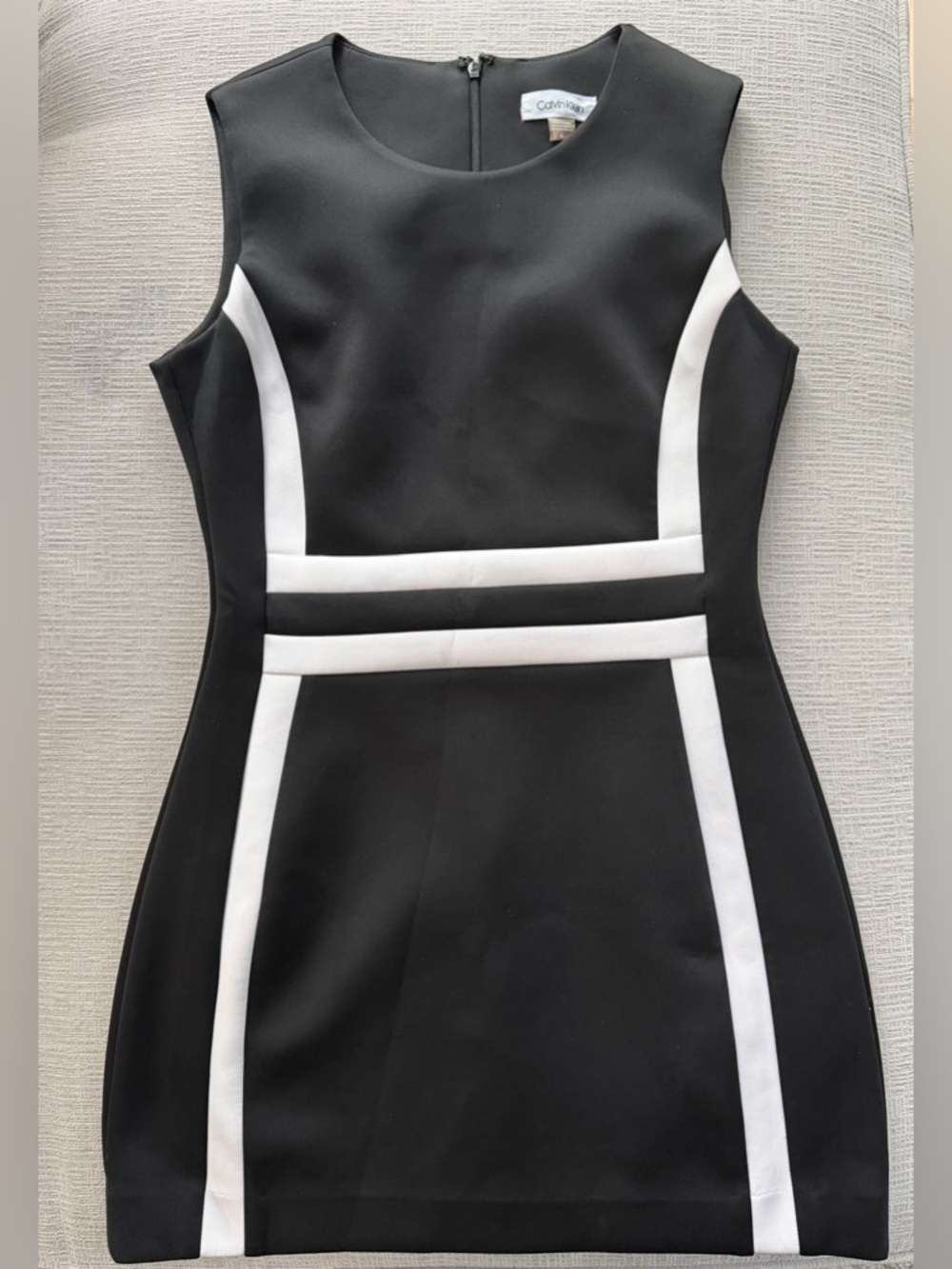 Calvin Klein Black and White Contrast Sheath Dress